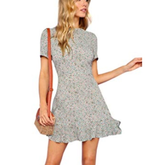 Dresses & Skirts - Boho Summer Floral Short Sleeve Hem Dress